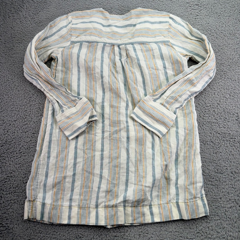 Faherty Tunic Dress Women Small Multi Striped Beach Days Rialto Vneck 100% Linen - Picture 11 of 12